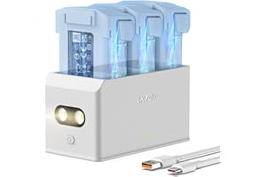 LKTOP Mini 5 Pro/4 Pro/3 Pro/3 Battery Charging Hub 37W Fast USB-C Charger for DJI Mini 5/4/3 Series Battery/Plus, SKYROVER X1 Drone Accessories, Storage LED Lights SOS Mode (Complimentary Function)