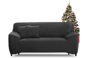 FIGOOO Sofabezug 3 Sitzer Stretch Sofabezüge mit Armlehnen Spandex Couchbezug Modern Anti-Rutsch Waschbar Sofa Protection Cover Schonbezug Couch(3-Sitzer,Dunkelgrau)