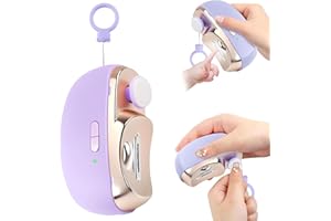 KQLHLHDYZ Coupe-ongles électrique 2 en 1 avec lumière LED et stockage des restes d'ongles, coupe-ongles automatique pour enfants, adultes, personnes âgées (violet)
