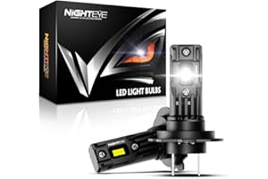 NIGHTEYE AUTO LIGHTING NIGHTEYE h7 led headlight bulb for Car 22000LM 80W h7 headlight bulb Conversion Kit Mini Size Super Bright 6500K White 12V IP68 Waterproof Plug and Play, Pack of 2