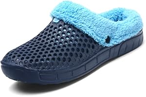 ZXWFOBEY HangFan Men's Women Mules Clogs Slip On Garden Shoes Fur Lined Slides Flip Flops Warm Winter Slipper