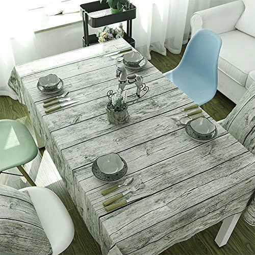 Cabell Natural Wooden Grain Pattern Tablecloth, Soft Cotton Linen Photography Background Cloth in Family, Hotel, Café, Restaurant (140*180cm)