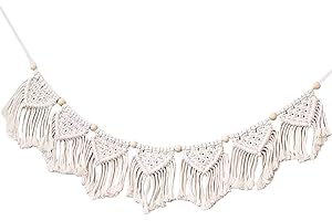 DHSBGWSX 1 bandera de tapiz, cuentas de madera tejida, decoración bohemia para colgar en la pared, borla tira de la bandera, tapiz decorativo, adecuado para sala de estar y dormitorio