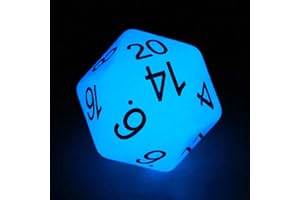 BESCON DICE Bescon Jumbo Glowing D20 38MM, Big Size 20 Sides Dice Blue Glow In Dark, Big 20 Faces Cube 1.5 Inch
