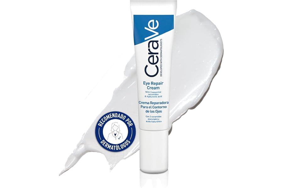 CeraVe Crema Reparadora Contorno de Ojos, Para Todo Tipo de Pieles, Reducción de Ojeras y Bolsas, Enriquecida con Ácido Hialu