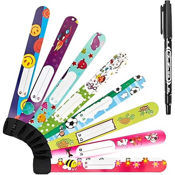 8 Bracelets D'Identification Enfant Réutilisables - Étanches Et Réglables - Sécurité Voyage École