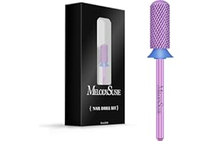 MelodySusie Safety Nail Drill Bits, 3/32'' Smooth Round Top Small Barrel Carbide Bits, Fast Remove Acrylic or Hard Gel for Manicure Pedicure Salon Professional or Beginner, Purple, Medium