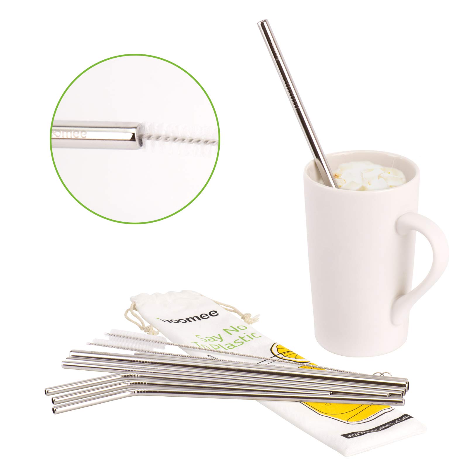 HOOMEE Cannucce in Acciaio Inox Riutilizzabili (Set da 8) con E-Book Ricette - Alternativa Ecologica alla Plastica… - immagine 4