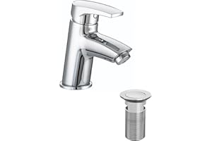 Bristan Orta Chromed Bathroom Basin Sink Monobloc Single Hole Mixer Tap Faucet with Clicker Pop Up Waste (OR BAS C)