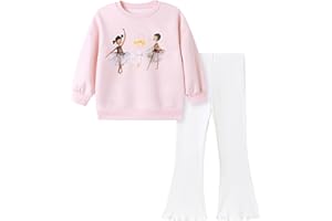 TCWWBB Girls Clothes Set Kids Outfits Toddler Cute Unicorn Bunny Dancing Print Cotton jumper long Sleeve Shirt Dresses Tops Leggings Trousers Pants 2 Piece Clothing Set Age 1-7 Years Old