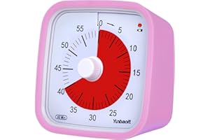 Yunbaoit Timer visivo con custodia protettiva, aggiornato per conto alla rovescia di 60 minuti per bambini e adulti con promemoria di batteria bassa, strumento di gestione del tempo silenzioso(Rosa)