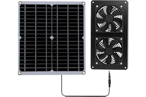 CWOQOCW El panel solar de doble ventilador de 30 W para cocinas, invernaderos, casas de mascotas, gallineros, caravanas