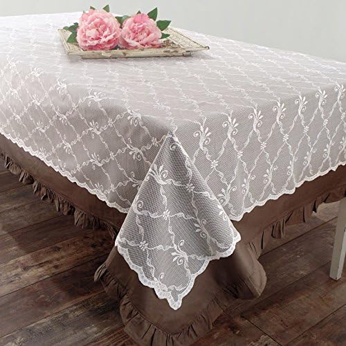 Polyester Embroidered Tablecloth , Table Linen , Lace Table Cover Linens Vintage Shabby Chic Farmhouse - Embroidery - 160x270 - White - 100% Polyester
