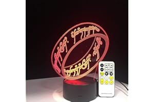 LMEIC El Señor De Los Anillos Lámpara 3D 7 Colores Regalo Para Niños Luz De Noche Táctil Para Niños Vacaciones Ilusión 3D Lámpara De Escritorio Película Memoria Presente