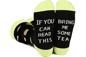 BISOUSOX Men's Novelty Socks Calf Socks Women If You Can Read This Socks Bring Me Some Tea Whiskey Beer Coffee Wine Pizza Eggs Dress Socks Cotton Funny Socks for Men Gift for Tea Lover