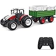 OUNA Remote Control Tractor, 1 : 24 Scale 2.4Ghz Remote Control Tractor Toy with Trailer Gripper Hay Bales Screwdriver Cows