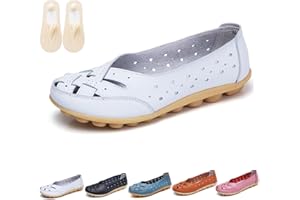 Argumub Ortopedyczne mokasyny z oddychającej skóry, wygodne mokasyny damskie na co dzień skórzane płaskie oddychające buty