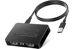 NICEBEST Splitter HDMI 1 in 2 Out, 4K@60hz Sdoppiatore HDMI, Sdoppiatore 1 Ingresso 2 Uscite, Supporto 4K 3D HDR Compatibile con TV Box Stick PS3/4/5, Blu Ray, HDTV