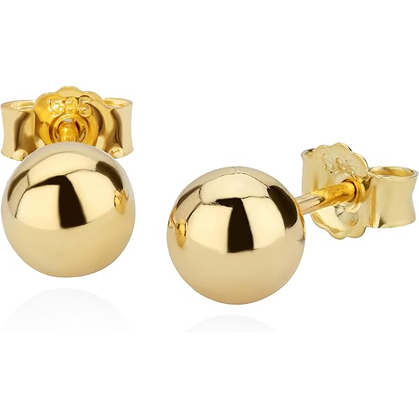 ORECCHINI ORO GIALLO 750 18K, PENDENTI, DOPPIA SFERA, MADE IN ITALY - Foto 5