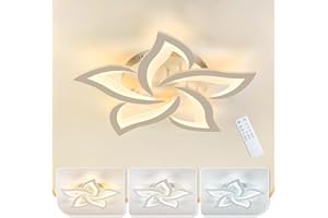 MOUNM Plafoniera LED Soffitto Dimmerabile 3000K-6000K, Creativa Petalo Lampadario Soggiorno 28W 2800lm, Lampadario Camera da Letto da Pannello Acrilico, Lampadari Moderni 5 Luci
