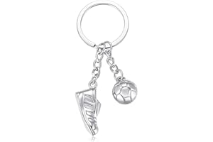 BGOBTY Portachiavi da Calcio per Auto - Regalo Argento Con Scarpine, Souvenir Tifoso, Idea Compleanno