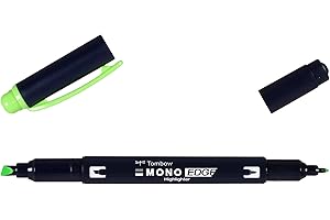 Tombow | Rotulador Fluorescente Doble Punta Mono Edge Verde | Resaltador Creativo con Punta Ancha y Punta Fina| Ideal para Planificadores, Agendas, Libretas, Cuadernos