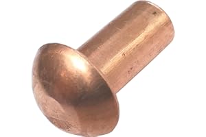 AERZETIX - Set di 10 rivetti in rame Ø5x10mm con testa semitondo - rivetto a testa bombata - rivetto pieno/rivetto a pressione - DIN 660 - C48036