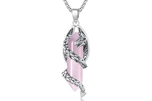 EUDORA Harmony Ball Dragon Pendant Necklace for Women Men, Hexagonal Prism Healing Obsidian Turquoise Crystal Energy Amulet Jewelry Gift for Mom Wife Daughter, 20" Plus 2" Extender+ 24" Black Cord