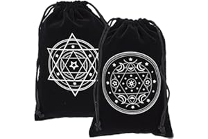 JYNXOR 2 Pièces Pochons Tarot en Velours Premium - Sac de Protection pour Cartes Divinatoires, Pendule & Outils Mystiques - Double Pochette avec Cordon - Idéal Voyance, Cartomancie et Rituels (Noir)