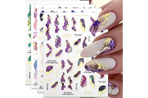 JALIYA 3D Marmor Nagelaufkleber 6 Farben Marmor Nagelsticker Gold Nagelfolie Selbstklebend Nagel Sticker Damen Nageldesign Bronzing Nail Sticker Marble Nail Art Stickers Nailart Aufkleber Nägel Zubehör