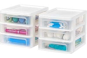 Iris Ohyama, Tour de Rangement Plastique, 3 Petits Tiroirs, Lot de 2, Blanc, Ouverture Facile, Format B6, Meuble, Organisateur, pour Bureau, Fournitures Scolaires, Papeterie, Sans BPA, CDD-XS3