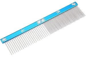 PSSOPP Fellpflege Kamm Fellkamm Shedding Kamm Edelstahl Hundekamm Haarpflegewerkzeug zum Entfernen von Verwicklungen für Hunde und Katzen mit kurzem oder langem Haar(Blau)