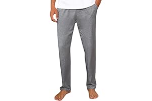 Litherday Pantalón Pijama Hombre Largo Algodón Invierno Pantalones de Dormir Hombre A Cuadros y Lisos con Cordón y Bolsillos Cómodos para Casa y Noche Tallas S-XXL