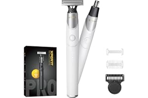 ‎ROLEADER Xpert T Magnetisch Rasierer Damen Elektrisch Herren, Integrierter Barttrimmer mit Nasenhaartrimmer, 12-in-1 Verstellbarer Trimmaufsatz, Unisex Körperhaartrimmer Intimrasierer Set, Weiß