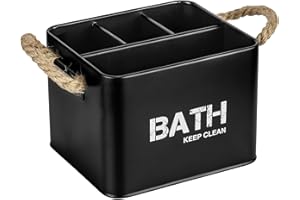 Wenko Box da bagno Gara con 4 scomparti - Contenitore portaoggetti, cestino da bagno Capacità: 2.37 l, Acciaio, 19 x 12.5 x 13 cm, Nero