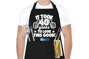 JYNVO Köksförkläde för män 1 polyester förkläde med krage - 40 år gammal födelsedagspresent för män/grill- och matlagningsanv