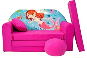 millybo Divano per bambini con funzione di sonno, pieghevole, 3 in 1, per bambini, con funzione letto, per ragazze, ragazzi, mini divano letto, camera dei bambini, poltrona letto (H4)