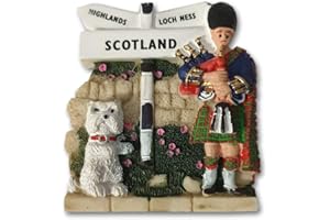 ELGATE Scotland Westie Signpost Bagpiper Fridge Magnet Scottish Souvenir Gift Sign Post