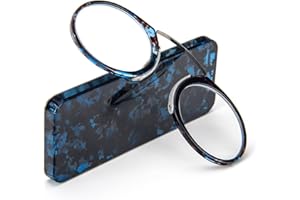 KoKoBin Unisex Lesegläser Kompakte Sehehilfe Mini Nose Clip Bügellose Lesebrille Rutschfest Lesehilfe- Immer griffbereit(Blau Leopard +1.0)