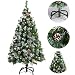 Produktbild Weihnachtsbaum 120/150/180/210cm SANVA Tannenbaum weiß grün mit schnee Tannenzapfen 20/33/48/56er PVC hochwertiger künstlicher mit Metallständer Minutenschneller Aufbau mit Klappsystem Christbaum 250- (mit schnee&Tannenzapfen, 150cm)