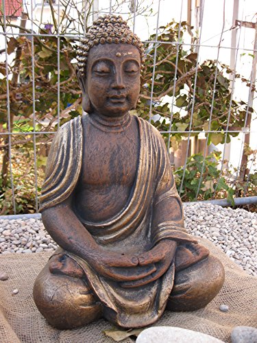 Herrlicher großer Buddha Feng-Shui in Exklusivfarbe Mönch aus Steinguss, frostfest - 4