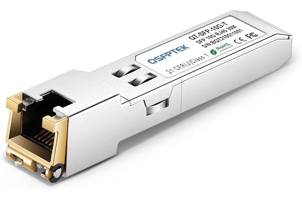 QSFPTEK Module SFP+ 10GBase-T RJ45 30m Cuivre 1.25/2.5/5/10G Mini-GBIC pour Cisco SFP-10G-T-S, Ubiquiti UF-RJ45-10G, Netgear, Mikrotik (Soutien Multi-taux)