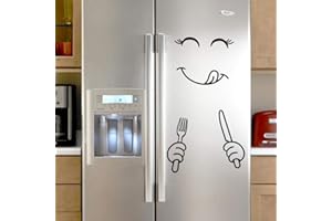 Mamum - Mignon Autocollant Réfrigérateur Heureux Délicieux Visage Cuisine Frigo Stickers Muraux Art (A)