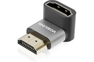 VCELINK HDMI 90 Grados, Compatibles con 8K@60Hz/4K@120Hz, Adaptador HDMI a HDMI en Ángulo Recto, Ideales para Espacios Reducidos y para Proteger HDMI Cables, Paquete de 1 Unidad