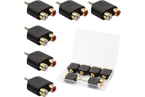 GALDOEP 6 Pcs adaptateurs 3,5 mm vers 2 RCA, connecteurs répartiteurs RCA Y 3,5 mm stéréo mâle vers double adaptateur audio RCA femelle, adaptateur RCA