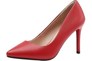 Jamron Donna Vera Pelle 5CM/7CM/9CM Tacchi a Spillo Elegante Decolletè Scarpe a Punta Ufficio Scarpe da Lavoro