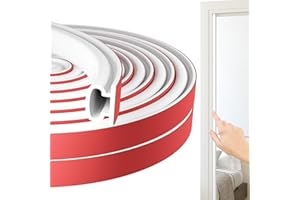 Jobon Joint Porte Fenetre Isolation et Phonique, Autocollant Joint Porte Entree Forme D, Joint Caoutchouc Porte Adhesif, Joint de Porte D'entrée, Bande Etancheite Porte Fenêtre (5M, Blanc)