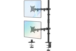 17-35 Zoll Monitor Halterung 2 Monitore übereinander, Max.12 kg, WORLDLIFT Bildschirmhalterung 2 Monitore Höhenverstellbar, VESA 100x100/75x75 mm