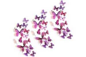 KANOSON Mariposas Decorativas 3d, 36 piezas Mariposas Decorativas Púrpura, Mariposas Decorativas 3d Pegatinas pared Decorativas Dormitorio