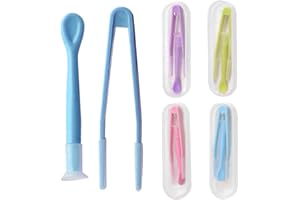 STRRNG 4 Pack Contact Lenses Applicator,Four Colours Contact Lenses Remover Tool,Portable Durable Contacts Lense Remover Tool with Storage Cases Tweezers & Suction Stick,for Daily Use Outdoor Activities.